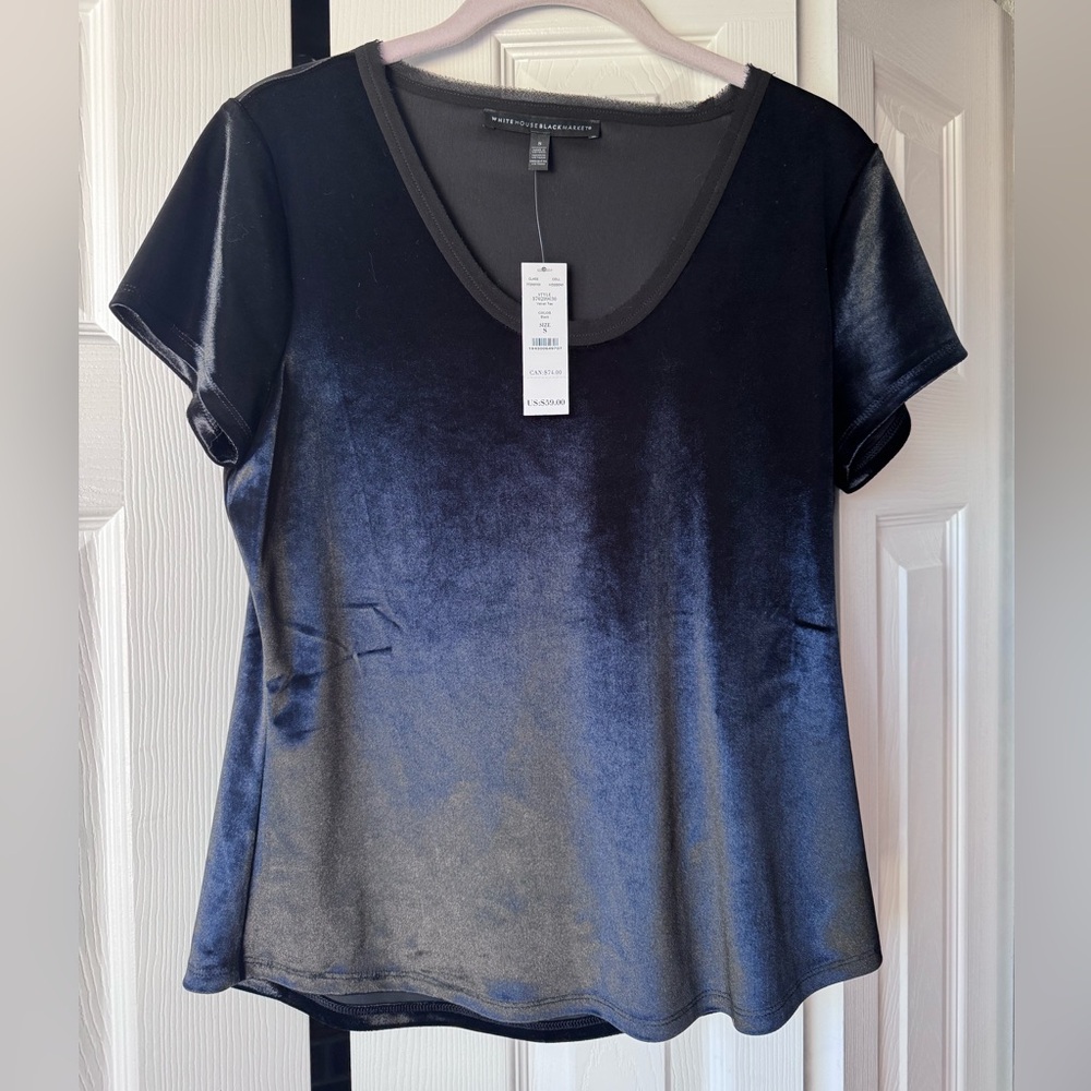 White House Black Market black velvet short sleeve tee